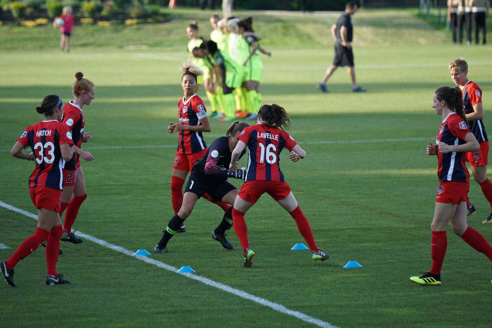 female soccer players outdoor